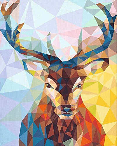 YEESAM ART Malen nach Zahlen für Erwachsene Anfänger Diamond Deer 40x50cm Leinen Leinwand Acryl DIY Zahlenmalsets Wandkunst Dekoration (mit Rahmen)