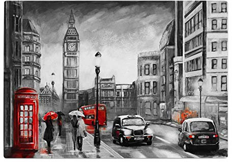 Big Ben London Black White Kitchen Worktop Protector Saver Glass Chopping Board
