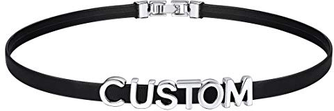 U7 Leder Choker Kette Damen Halskette Collier Halsband Personalisiert Name Lederkette mit Buchstaben/Zahlen/Zeichen Charm DIY Lederhalsband Necklace Modeschmuck für Frauen Mädchen