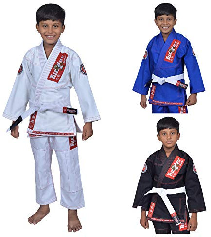 Twister Kids Jiu Jitsu Gi ultralätt pärlvävt tyg 400 gram ungdom BJJ Gi med Gi-väska och vitt bälte ingår