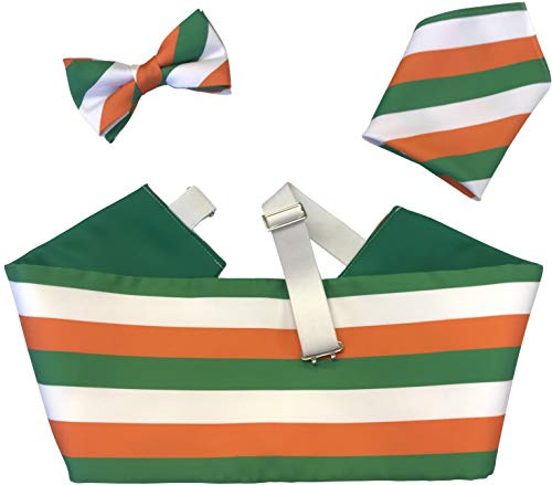 Kummerbund-Set mit Irland-Flagge (inkl. Fliege und Einstecktuch), Orange, Grün, Weiß, Einheitsgröße