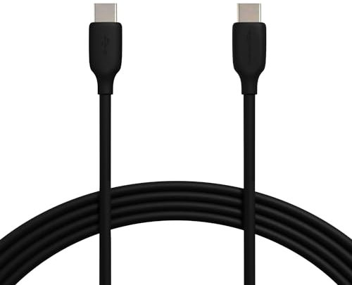 Amazon Basics USB-C to USB-C 2.0 Fast Charger Cable, 480Mbps Speed, USB-IF Certified, for Apple iPhone 16/15, iPad, Samsung Galaxy, Tablets, Laptops, 3 m, Black