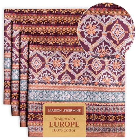 Maison d'Hermine Stoffservietten 100% Baumwolle (45 cm x 45cm, 4er-Set) | Wiederverwendbar, quadratisch, waschbar, ideal für Dinnerpartys, Hochzeiten, Thanksgiving und Weihnachten - Fair Isle