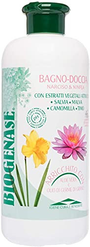 Biogenase Bagnodoccia Narciso e Ninfea Bagnoschiuma Senza Parabeni 500 ML- Bagnoschiuma Delicato - Docciaschiuma Naturale per l'Igiene del Corpo - Lascia la Pelle Liscia e Morbida