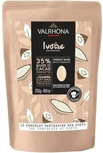 VALRHONA Weiße Schokolade Drops Blanc Ivoire 35% 250 g