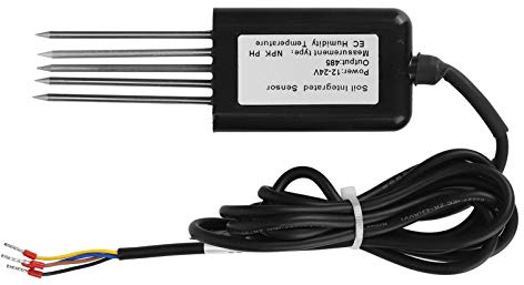 Hyuduo Multifunktions-Bodensensor für PH NPK EC Temperaturmessung mit RS485 5-Pin Anschluss, Wassersparende Bewässerungssysteme für Gewächshäuser Blumen Gemüse in Kunststoff Stahl