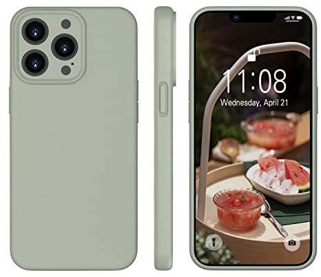 ORDA für iPhone 13 Pro Max Hülle Silikon mit Trageband, Kupfer Grün | Ultra Dünn Slim mit Microfiber, Stoßfes Kratzfeste, Vollständiger Kameraschutz Handyhülle