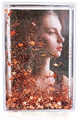 SH.DREAM Glitter Picture Frames, Snow Globe Floating Sparkle Clear Plastic Photo Frame, Tabletop Photo Decoration, Christmas Valentines Gifts for Best Friends Girls Boys (Copper,2 * 3inch)