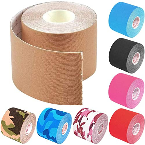 ZESLIV 10 Rollen Kinesiologie Tape Physio Tape Kinesiotapes Klebeband Elastische Bandagen Muskel Tapes Sporttape Tapeverband Kinesio Tape Wasserfest 5cm x 5m Rosa