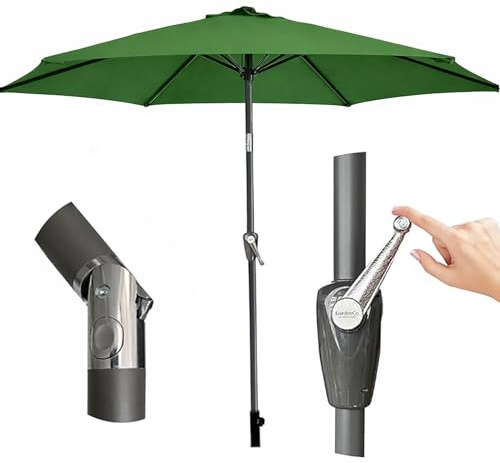 GardenCo 2m Outdoor Parasol - Crank Up & Tilt Garden Parasol Umbrella - UV Rated 50-38mm Pole (2m, Green)