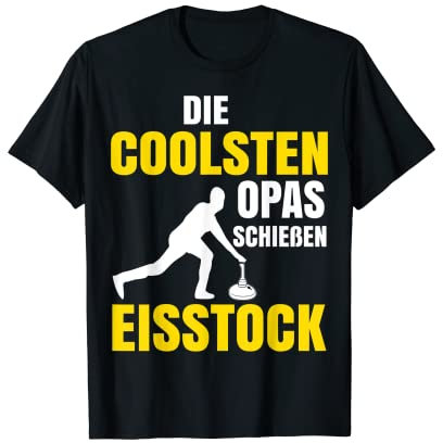 Eisstockschießen Cooler Eisstock Opa Stockschütze T-Shirt