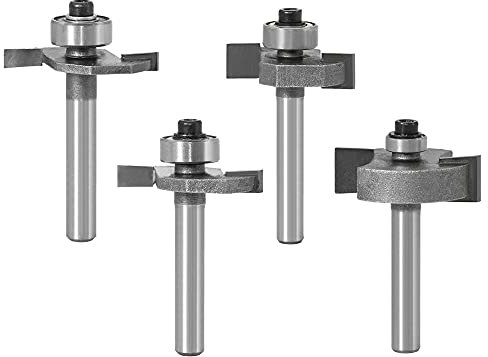 WSOOX Slot Router Bits with 1/4 Inch Shank Biscuit Joint Slot Cutter 4PCS Woodworking Grooving Router Cutter Set (Cutting Height:5/35 ,3/16,5/16,3/8)