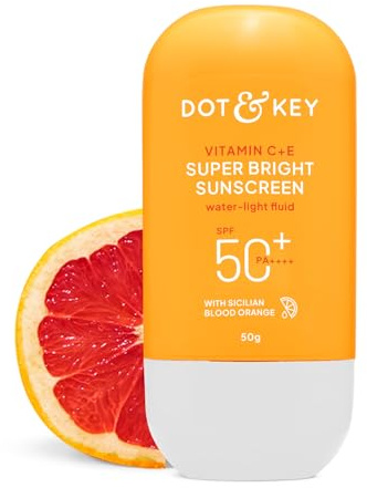 DOT & KEY Crème solaire Vitamine C+E super lumineuse SPF 50 Protection UVA/UVB et bleue Peau uniforme et éclatante Liquide SPF 50+++