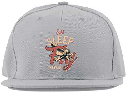 Maikomanija Eat Sleep Flight Repeat Aviation Pilot Baumwolle Flaches Visier Fullcap Baseball Cap Trucker Hat Unisex Sport Atmungsaktiv, grau, One size