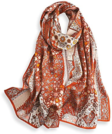 PoeticEHome Seidenschal Damen aus 100% Maulbeerseide, 170 x 53 cm | Weicher, leichter Langschal für Hals und Schultern; künstlerischer Print, ganzjährig tragbar und geschenkfertig verpackt
