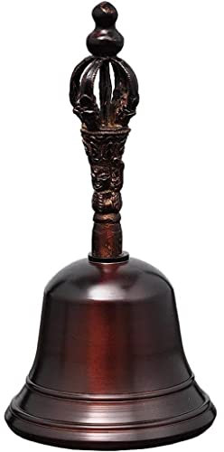 Messing-Handglocke, Hochzeitsglocken, Service-Glocke for Kranke, Klassische verzierte geprägte Dekorations-Handglocke, Stehtisch-Messing-Kunstglocke, (Farbe: Bronze, Größe: 19,1 x 8,9 cm) (Color : Br