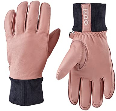 OOZi Lederhandschuhe für Herren und Damen, Winterlederhandschuhe aus echtem Schaffell für Radfahrten, Wandern, Skifahren, Snowboarden, Autofahrten (Rosa,S)