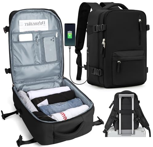 SZLX Ryanair Handgepäck Rucksack Damen für Flugzeug Untersitz Kabinentasche Reiserucksack Handgepäck Flugzeug Easyjet Rucksack Wasserdicht Herren mit Schuhfach für 14-Zoll-Laptops