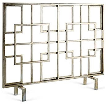 Kaminschirme, quadratisch, silberfarben, Flacher Kaminschirm aus Eisen, geometrischer Kaminschirm, Flache Kaminschirme, dekorativ