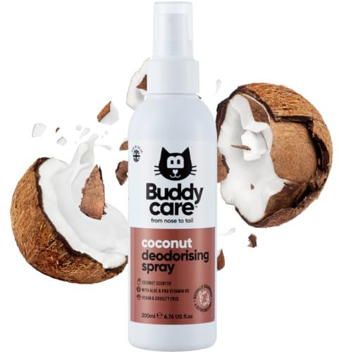 Buddycare Cat Deodorising Spray | Coconut Scented Cat Perfume Spray (200ml) Odour Remover Refreshing Perfume & Cologne Effective Pet Odour Eliminator