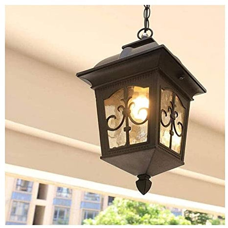 Modern Pendelleuchte Outdoor Retro Wasserdichte Pendelleuchte Antik Vintage Pavillon Deckenlaterne Europäischen Stil Hängeleuchte for Zaun Tor Weinberg Aluminium Kronleuchter Leuchte Einstellbar ( Col
