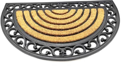 BaWoTec Premium Kokosmatte extra Dicke Qualität Motiv Orient Türmatte Fußmatte halbrund