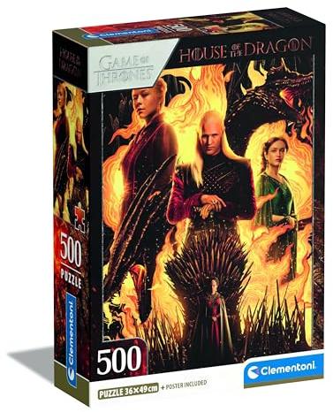 Clementoni House Of The Dragon Puzzle 500 Teile - Puzzle 500 Teile Kinder & Erwachsene in 49 x 36 cm - Game of Thrones Puzzle von Clementoni 35548