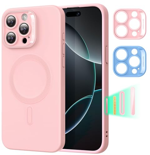 ESR for iPhone 16 Pro Max Case with MagSafe, Supports Magnetic Charging, Smooth & Slim Silicone Case, Full Screen and Camera Protection, Anti-Scratch, Soft Microfiber Lining, Cloud Series, Pink
