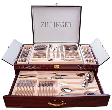 Leaf Style Heavy Quality 72 Piece Gold Table Cutlery Set Stainless Steel Canteen Gift