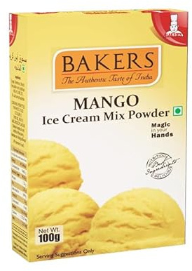 BAKERS Classic & Delightful Mango Ice Cream Powder, Easy to Make No Sugar Needed Perfect Dessert Mix - 100g (Pack Of 1)