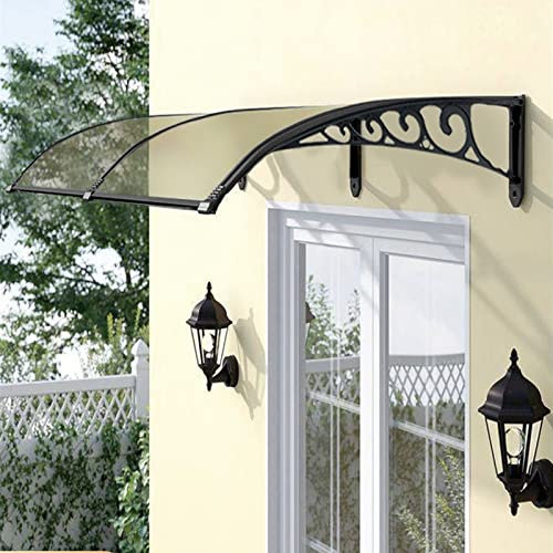 Türvordach Außentürvordächer Verandavordach Außenvordach Haustürvordach Regenschutzabdeckung mit Polycarbonat- und Kunststoffrahmen, Verandamarkise UV-Regen- und Schneeschutz Braun mit Schwa