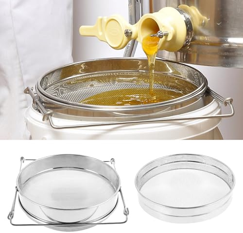 Doppio setaccio per miele con bracci estensibili in acciaio inossidabile Filtro a rete per detriti di miele Filtro a doppia rete per secchio da 5 galloni Miele pulito