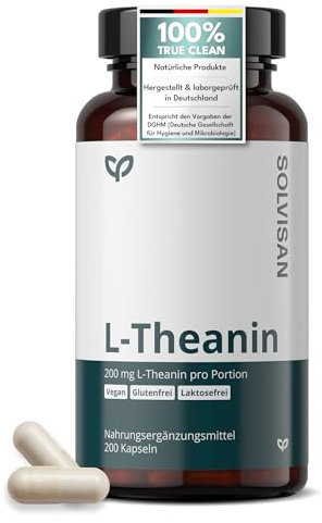 SOLVISAN L-Theanin Kapseln - WICHTIG: Studiendosierung mit 200 mg pro Tag - 200 Kapseln - Ohne Zusatzstoffe
