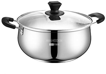 Large Stock Pot 20Cm Stockpot,304 Stainless Steel Double Bottom Saucepan,Non-Stick Pan,Induction Cooker Gas Stove Universal (Color : Silver, Size : 20Cm*10Cm)