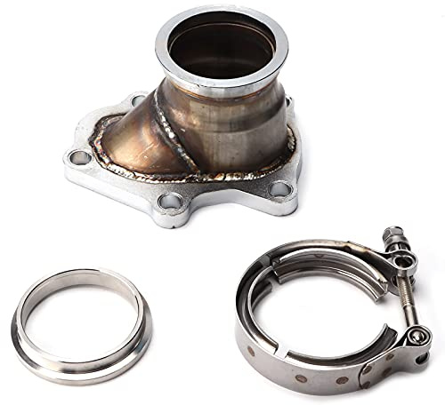 Brilluxa Adattatore flangia Turbo, flangia downpipe da 5 bulloni per auto a adattatore di conversione banda V da 2,5 pollici di ricambio per TD04 Turbo 14412AA451