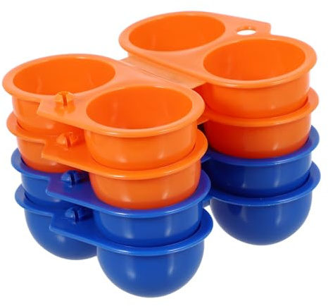 Eieraufbewahrungsbehälter aus ABS für Camping und Picknick | Blau und Orange, Tragbar für Unterwegs, Schützt Eier, Leicht zu Reinigen, 4 Stück für Outdoor Aktivitäten