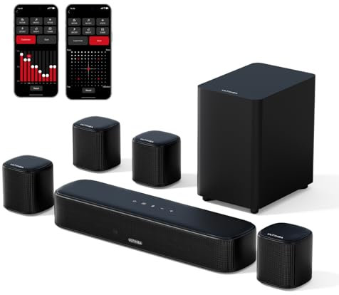 ULTIMEA 7.1ch Soundbar TV, Impianto Surround Virtuale Soundbar per TV con Subwoofer, per Impianto Home Theater, 4 Altoparlanti Surround, App Controllo, Bluetooth5.3, OPT/AUX, Aura A40
