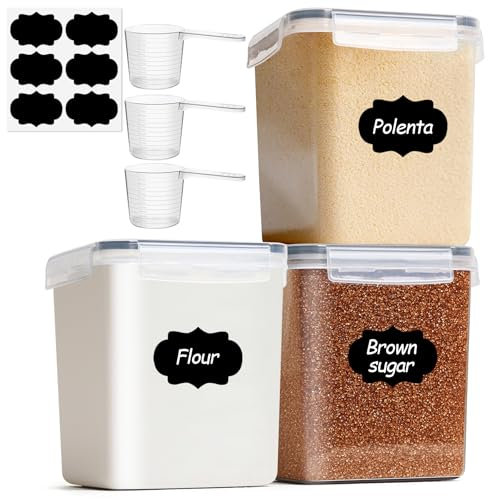 ComSaf Mehl Aufbewahrung 2.5L 3Pcs, Vorratsdosen mit Deckel luftdicht, Vorratsbehälter, luftdichte Aufbewahrungsbox, Aufbewahrungsdosen Küche, Lebensmittelaufbewahrung für Mehl, Reis, Müsl, Mandelmehl