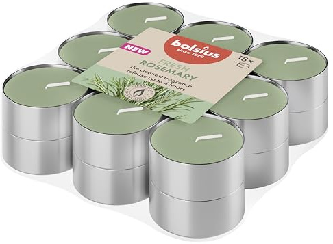 Bolsius - Romero - Velas de té perfumadas - Duración de combustión de 4 horas - Extractos naturales - Contiene cera vegana - Sin aceite de palma