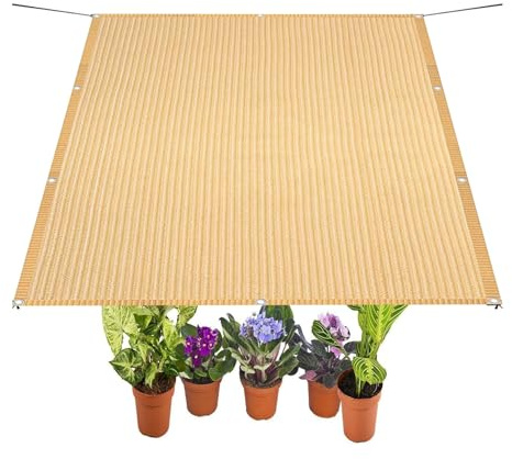 Sonnenschirm Segel Atmungsaktiv 250 x 300 cm HDPE Rechteckig UV Schutz Sonnenschutz Wetterschutz Sonnensegel für Den Außenbereich für Balkon Garten, Creme Farben