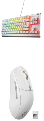 SteelSeries Apex 3 TKL White - RGB Gaming Keyboard - 8-Zone RGB Illumination - English QWERTY Rival 3 Wireless Gen 2 Gaming Mouse - 2.4GHz & Bluetooth - 18K DPI Sensor - White