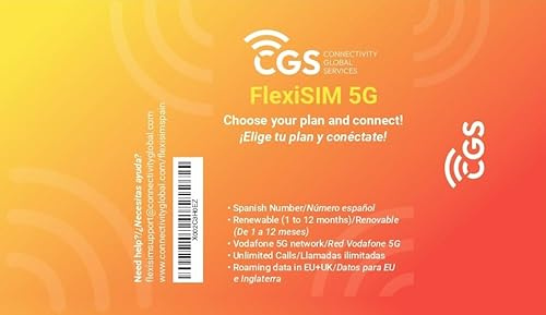 FlexiSIM - Tarjeta SIM España | Elige tu Plan y conéctate al Instante | Número Español | Planes Flexibles Desde 40GB a Ilimitados | Roaming UE + UK Incluido | Sin Permanencia