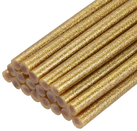 PATIKIL Hot Glue Sticks for Glue Gun, 20 Pcs Colored Hot Melt Adhesive Bulk Sticks for DIY Craft Projects Art Decoration Home Repairs, Golden (7mm x 100mm)