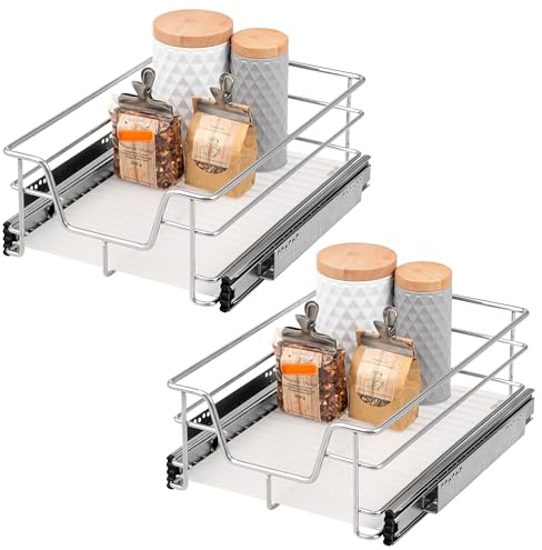 bremermann Lot de 2 tiroirs télescopiques de 40 cm avec étagère, tiroir de cuisine, à extension complète, avec rails télescopiques, idéaux pour la cuisine, la salle de bain et la chambre à coucher, en