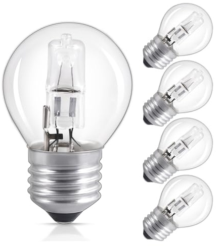 Morotty ES E27 Golf Ball Bulbs Dimmable Warm White 2700K, G45 Classic Clear Mini Globe E27 Edison Screw Light Bulb, 340LM AC 220-240V, G45 Decorative Light Bulb for Ceiling Fans Chandelier, 5 Pack