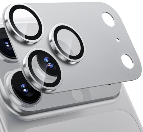 COYUN Protection D'objectif D'appareil Photo pour iPhone 17 Pro, Anti-Empreintes Digitales, Résistant Aux Rayures (Argent)