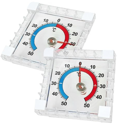 Colorich 2 Stück Selbstklebendes Fensterthermometer Aussen + - 50°C, Außenthermometer Fenster, Genaue Messung der Temperatur, Innen und Außenthermometer