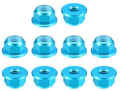 QUARKZMAN Aluminium Flansch Nylon Sicherungsmutter 10 Stück Flanschmuttern - M2 5 x 0 45mm Selbstsichernde Mutter Anodisierte Metallmuttern Für (Himmelblau)