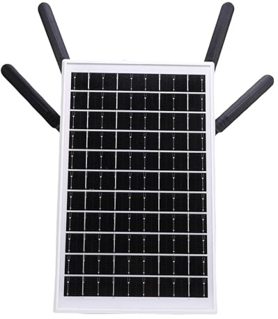 Focket Routeur Modem 4G LTE Solaire 12 W, répéteur Wi-FI extérieur 300 Mbps avec Emplacement pour Carte SIM, Batterie 18 000 mAh, portée de 150 m, étanchéité IP66 (Antennes Blanches)