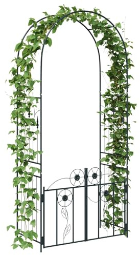 vidaXL Arche de jardin Uni Noir 102 x 50 x 218 cm, Jardin et terrasse, jardinières rectangulaires pour espaces modernes, matériaux durables pour un usage par tous les temps, options de maintenance fac